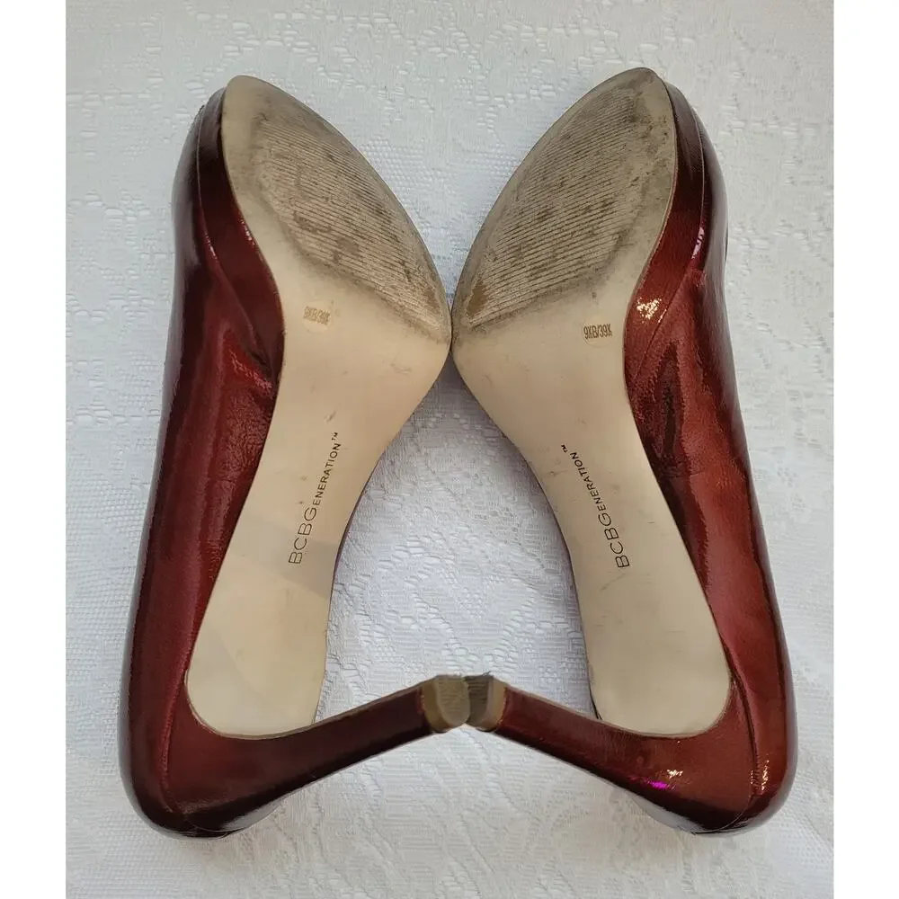 BCBGeneration Patent Leather Burgundy Stilettos, Sz. Approx 9